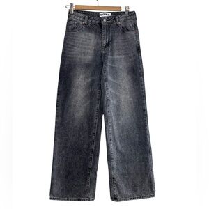 S.O.N.G Sz 24 Washed Faded Black Y2K Wide-Leg Jeans